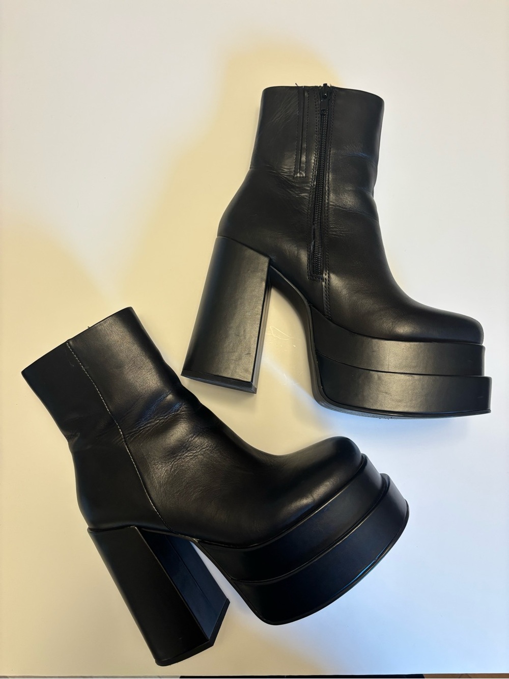 Steve Madden Cobra Platform Booties Black Leather